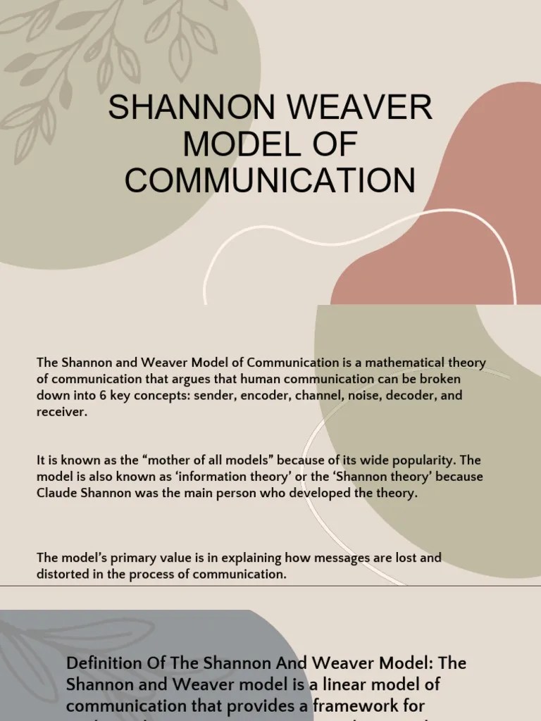 Shannon Weaver Model of Communication PDF