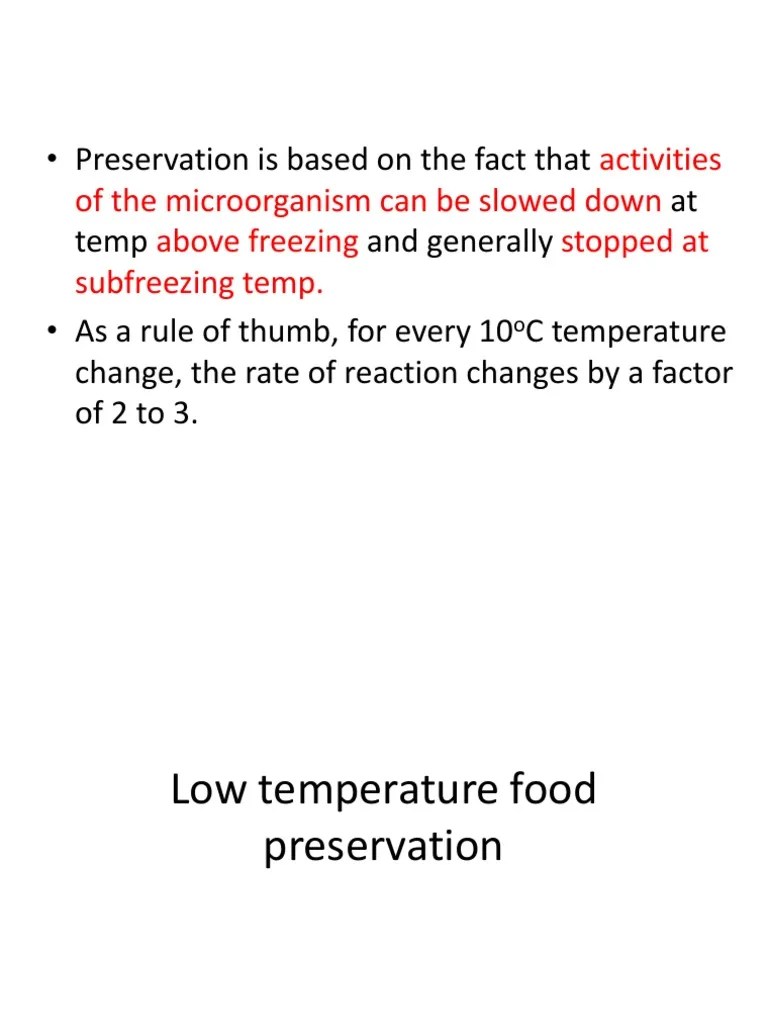 Low Temperature Food Preservation Food Preservation Vegetables