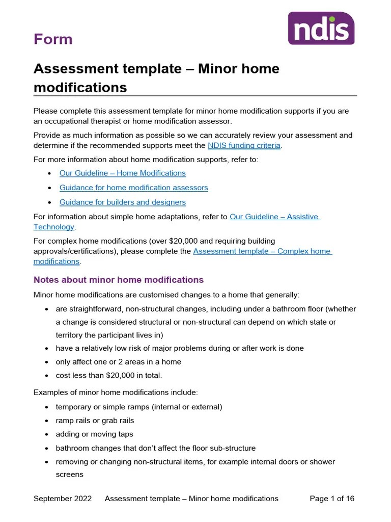 Assessment Template Minor Home Modifications v1.0 APPROVED EXTERNAL