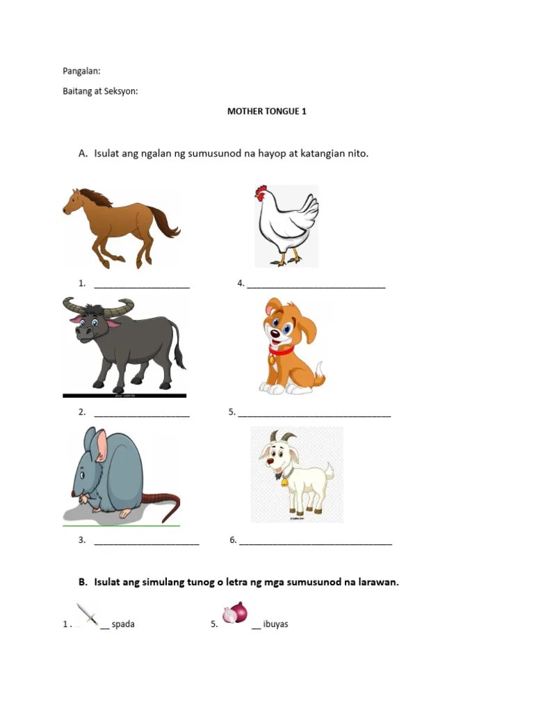 Sample Test Reviewer For Grade 1 Mother Tongue PDF