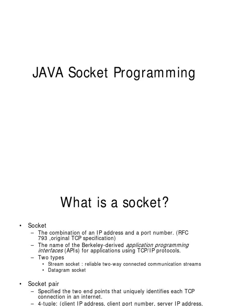 02 Java Socket Programming PDF Network Socket Port