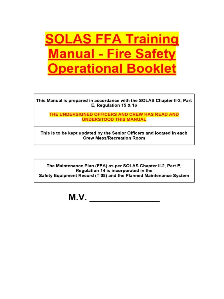 SOLAS FFA Training Manual Fire Safety Operational Booklet PDF