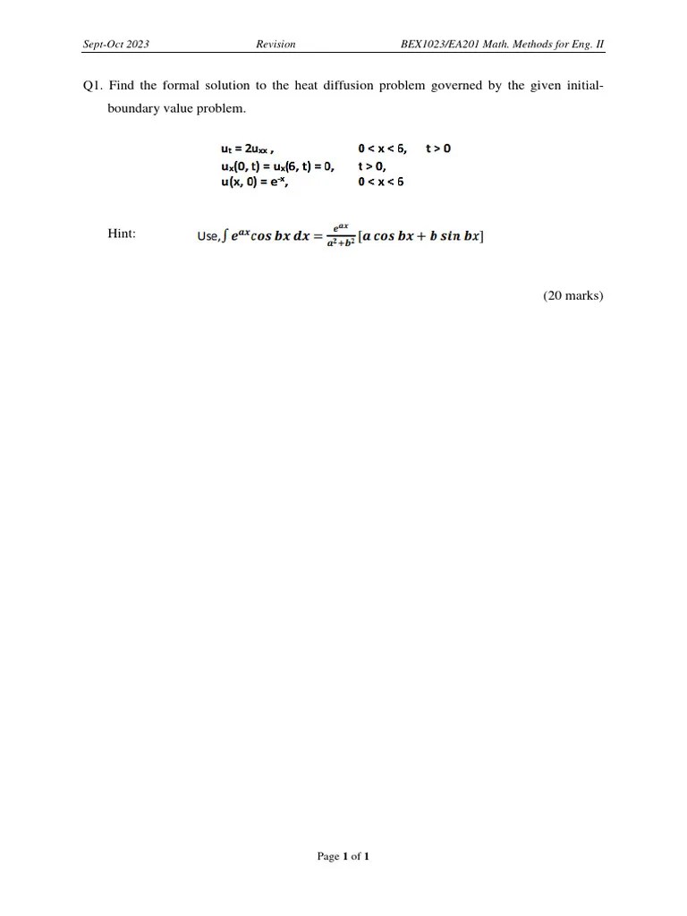 BEX1023EA201 Extra Question Heat Equation PDF