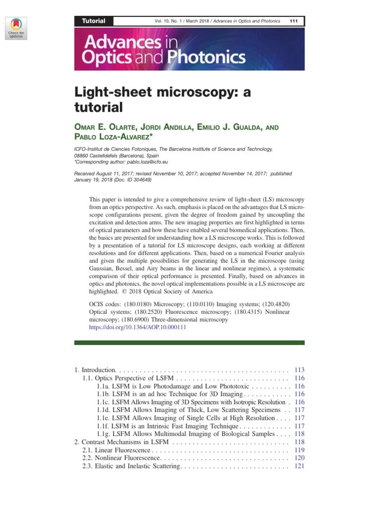 LightSheet Microscopy A Tutorial PDF Confocal Microscopy Microscopy