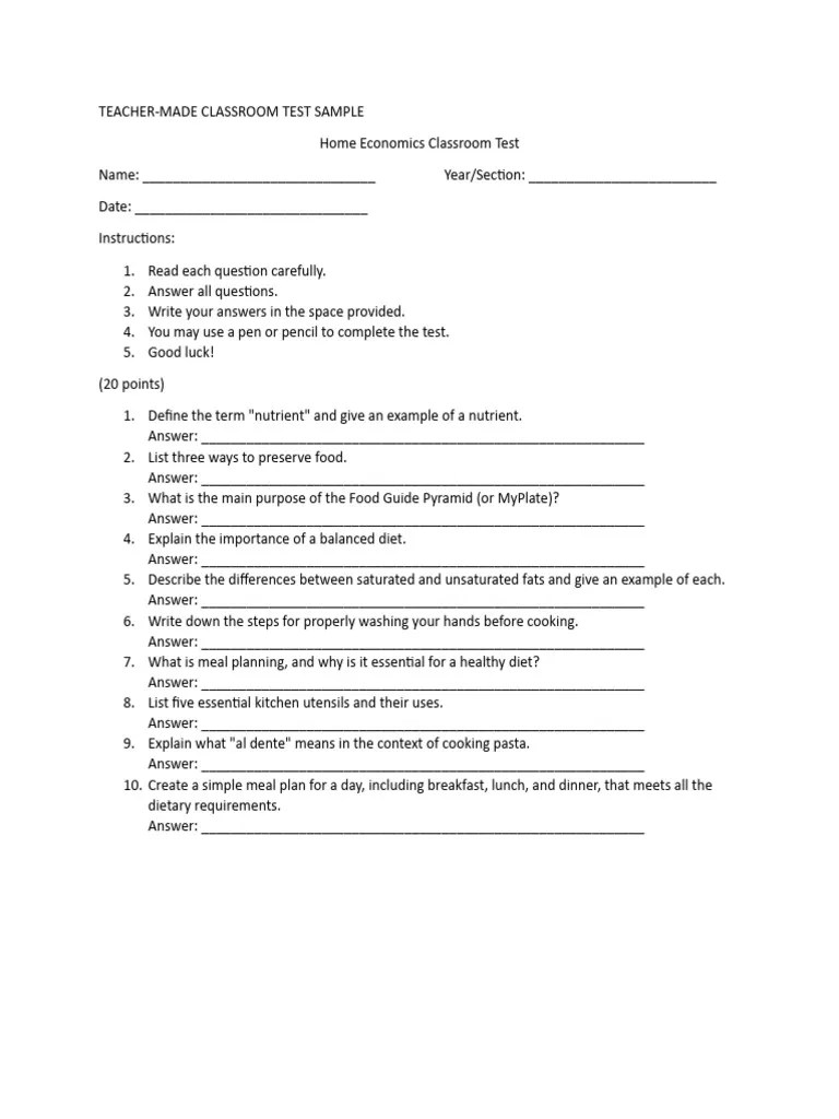 Assessment of Learning 1 Tests | PDF | Drawing | Cooking