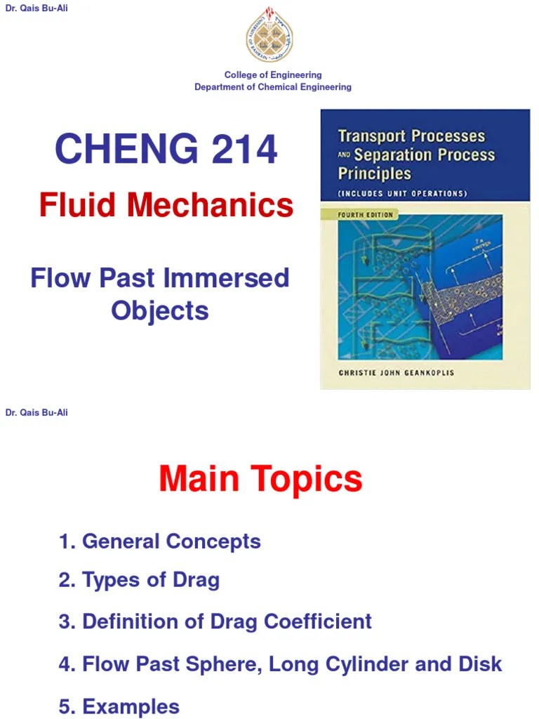 Flow Past Immersed Objectives PDF Fluid Dynamics Drag (Physics)