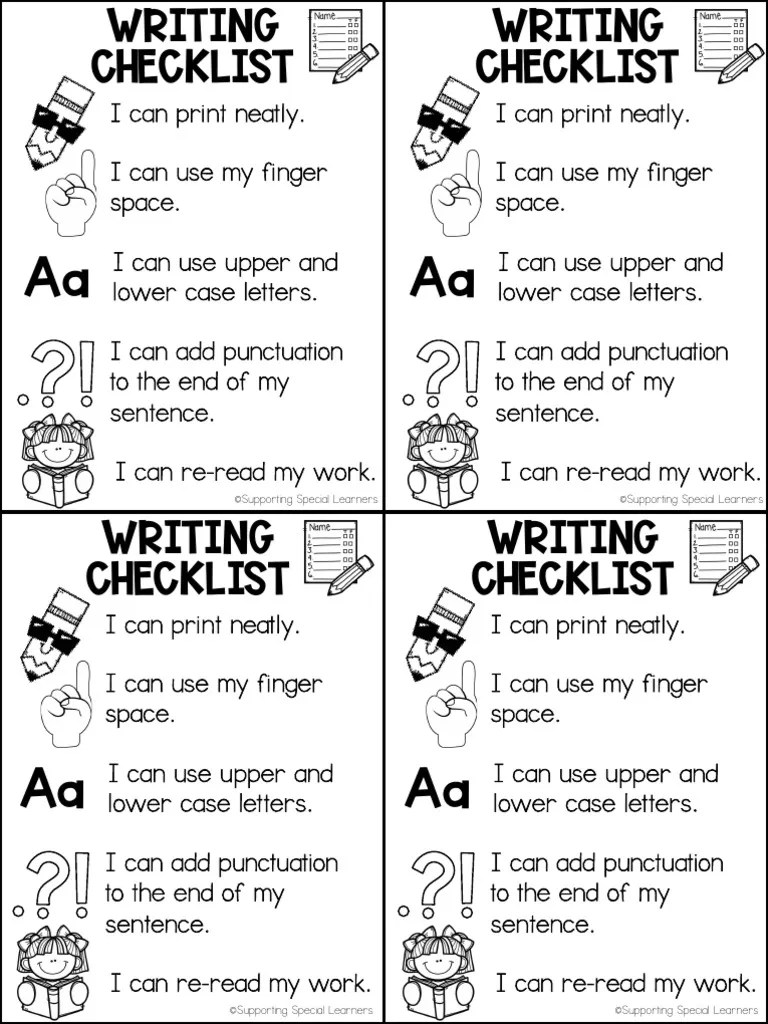 Writing Checklist PDF
