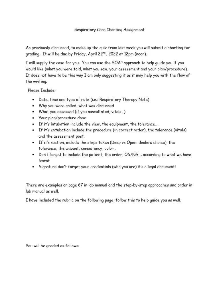 Respiratory Care Charting Assignment PDF