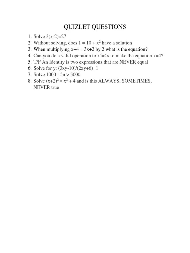 Quizlet Questions PDF