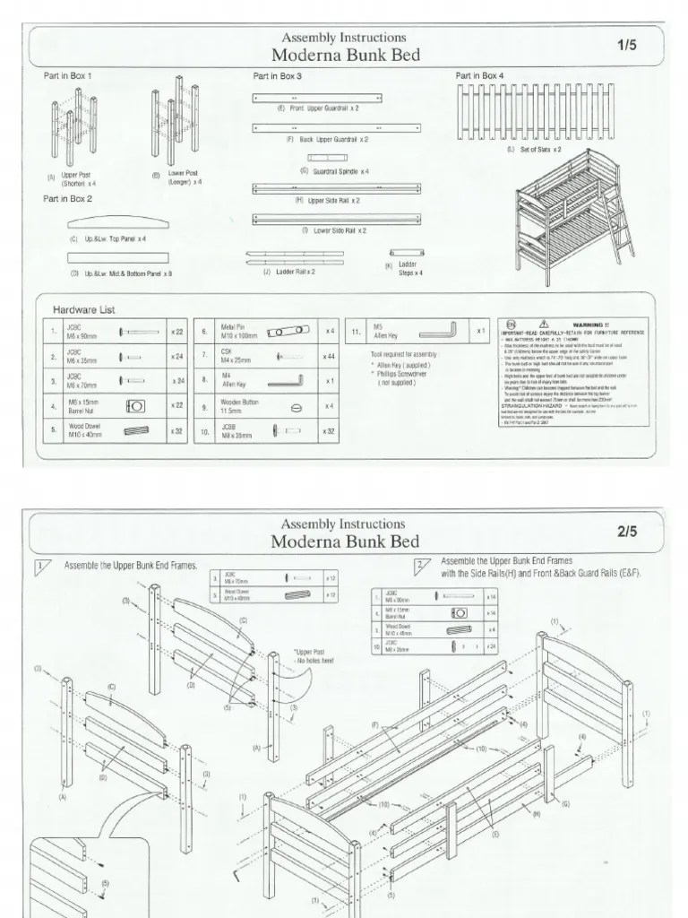 Moderna Bunk Bed Assembly Instructions PDF