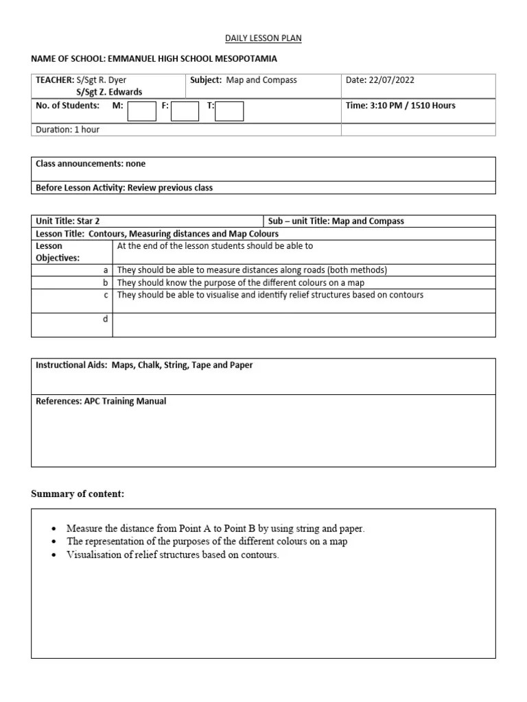 Map and Compass Lesson Plan 2 PDF