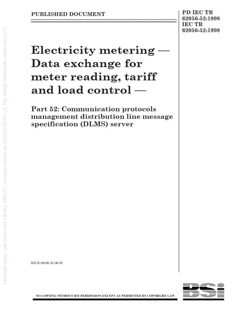 Electricity Metering. Data Exchange For Meter Reading, Tariff and Load