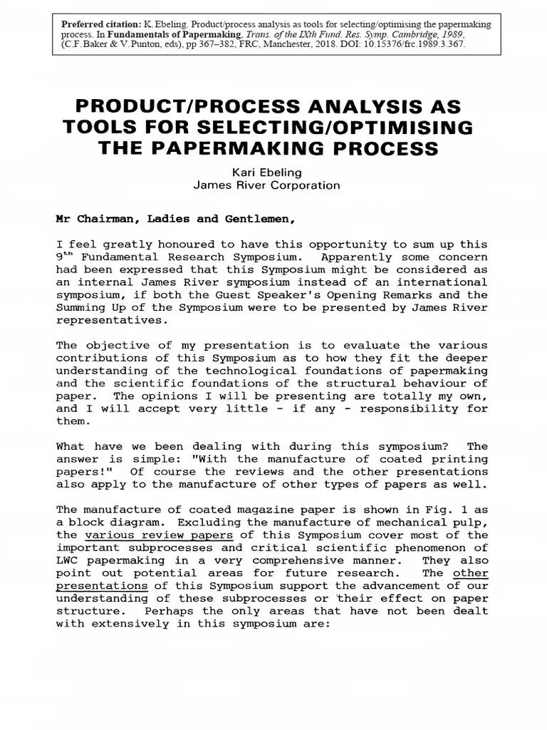 Process Analysis of Papermaking PDF