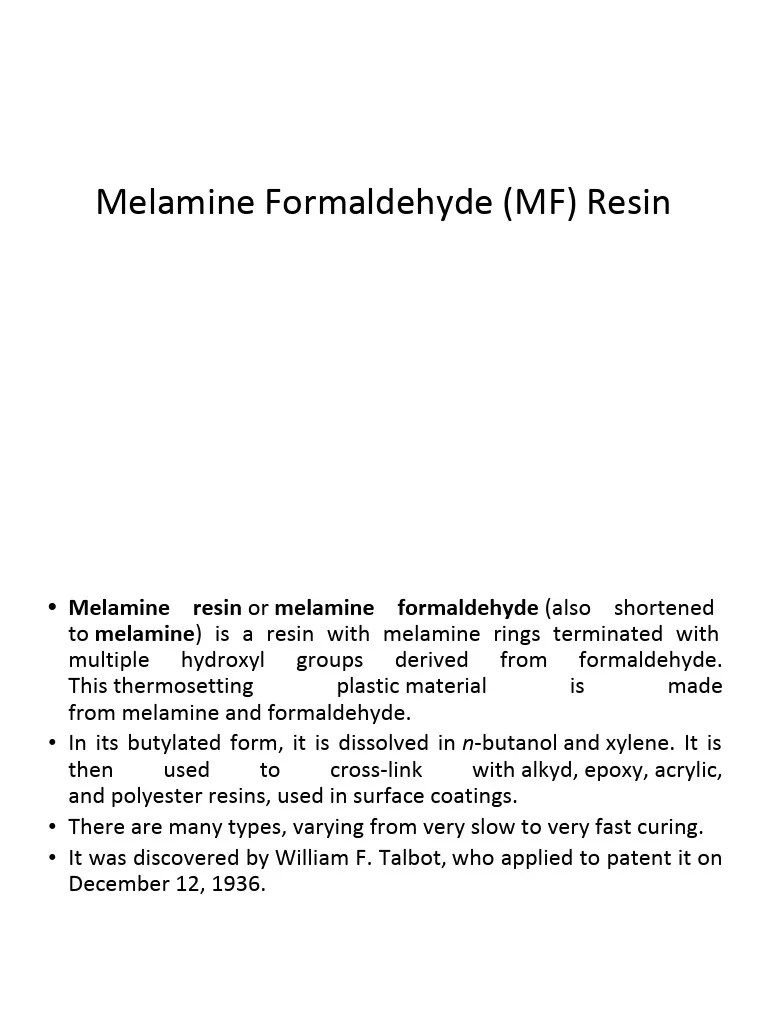 Melamine Formaldehyde PDF Formaldehyde Methanol
