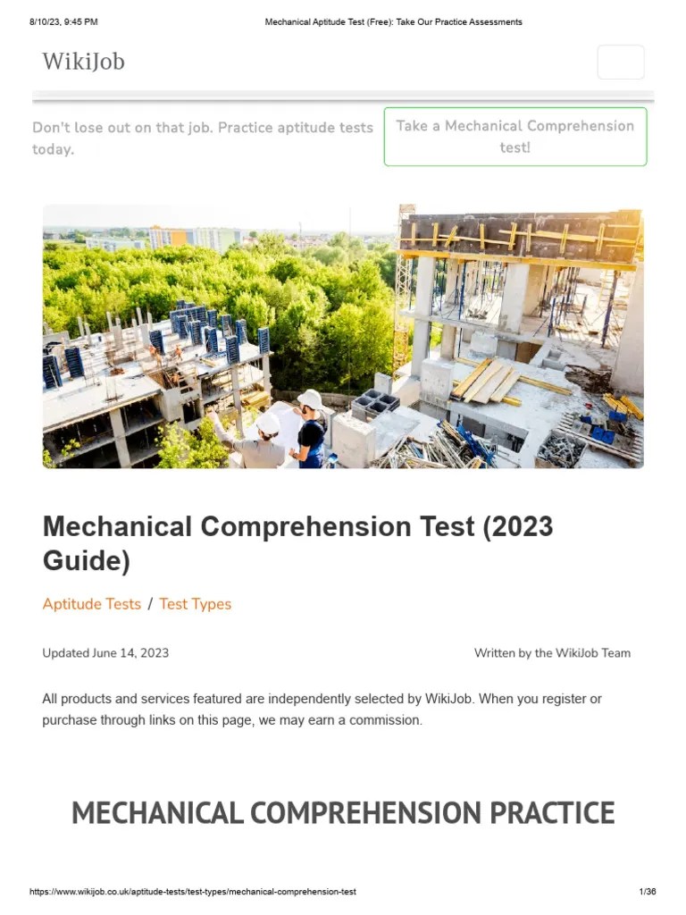 Mechanical Aptitude Test Free Take Our Practice Assessments PDF