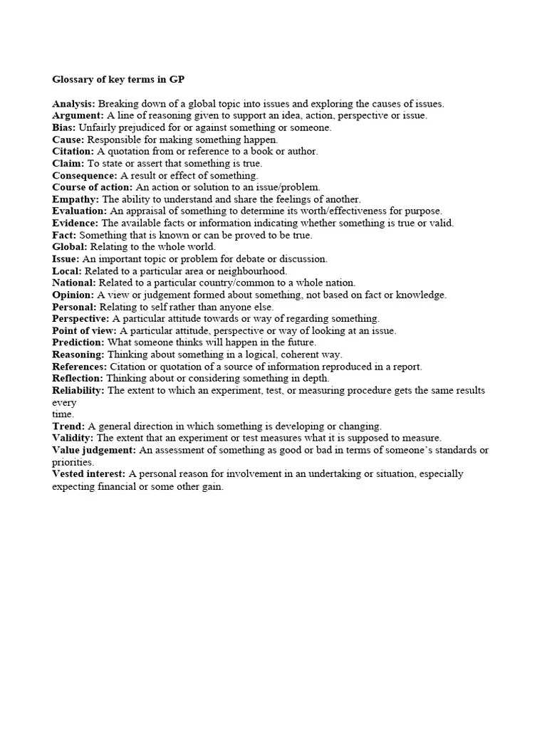 Glossary of Key Terms in GP PDF