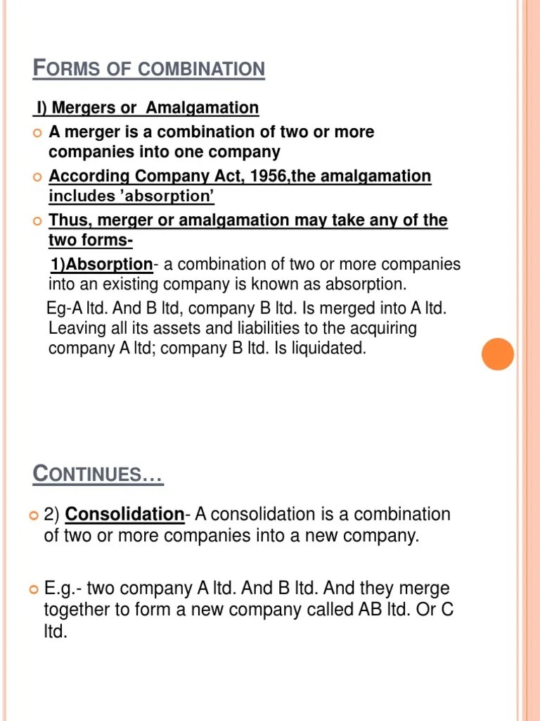 Amalgamation Merger Acquisition Takeover PDF Consolidation