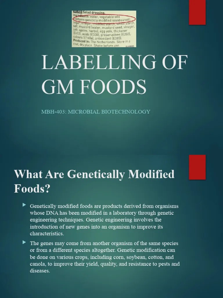 Labelling of GM Foods PDF Modified Food