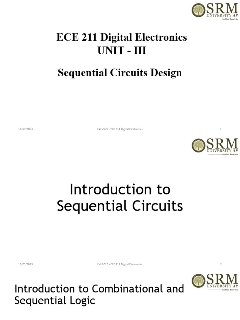 ECE 211 Digital Electronics Unit 3 PDF Digital Electronics
