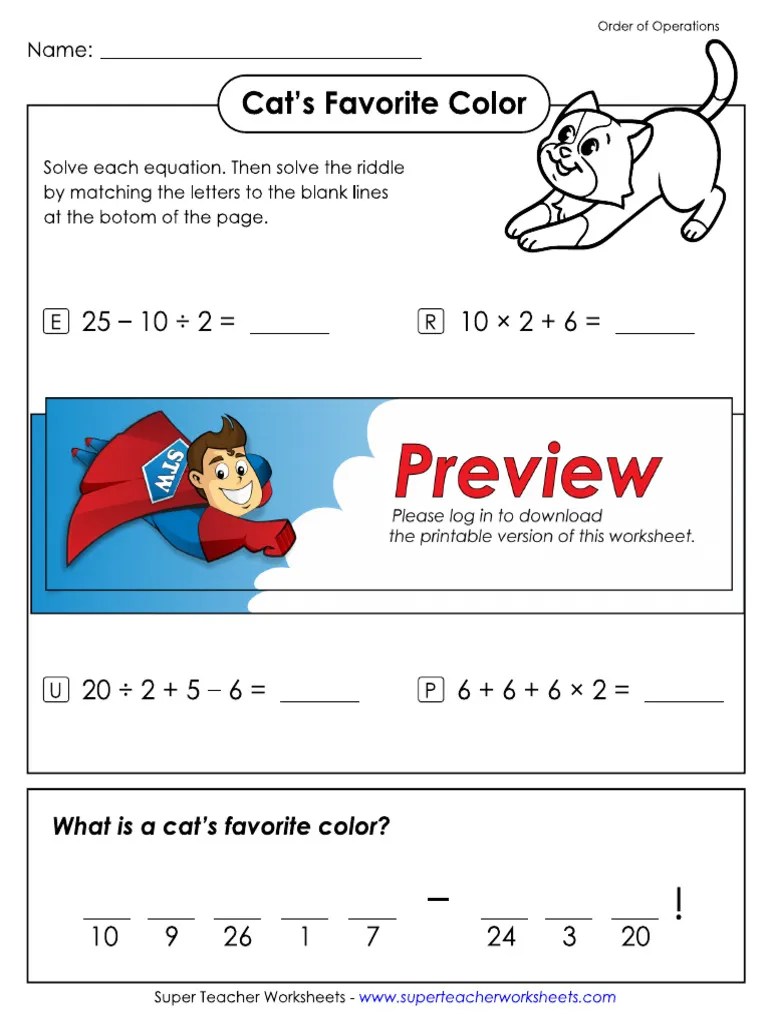 Math Riddle Cats Favorite Color PDF