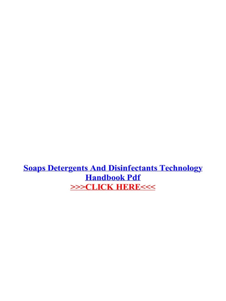 Soaps Detergents and Disinfectants Technology Handbook PDF PDF