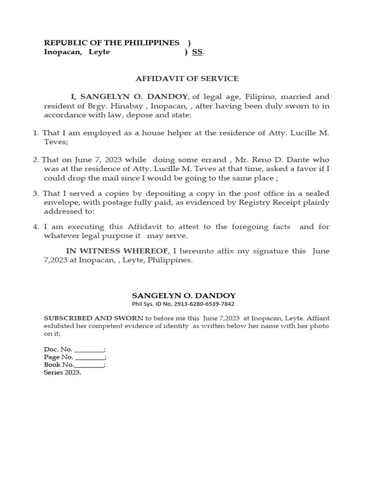 Affidavit of Service PDF