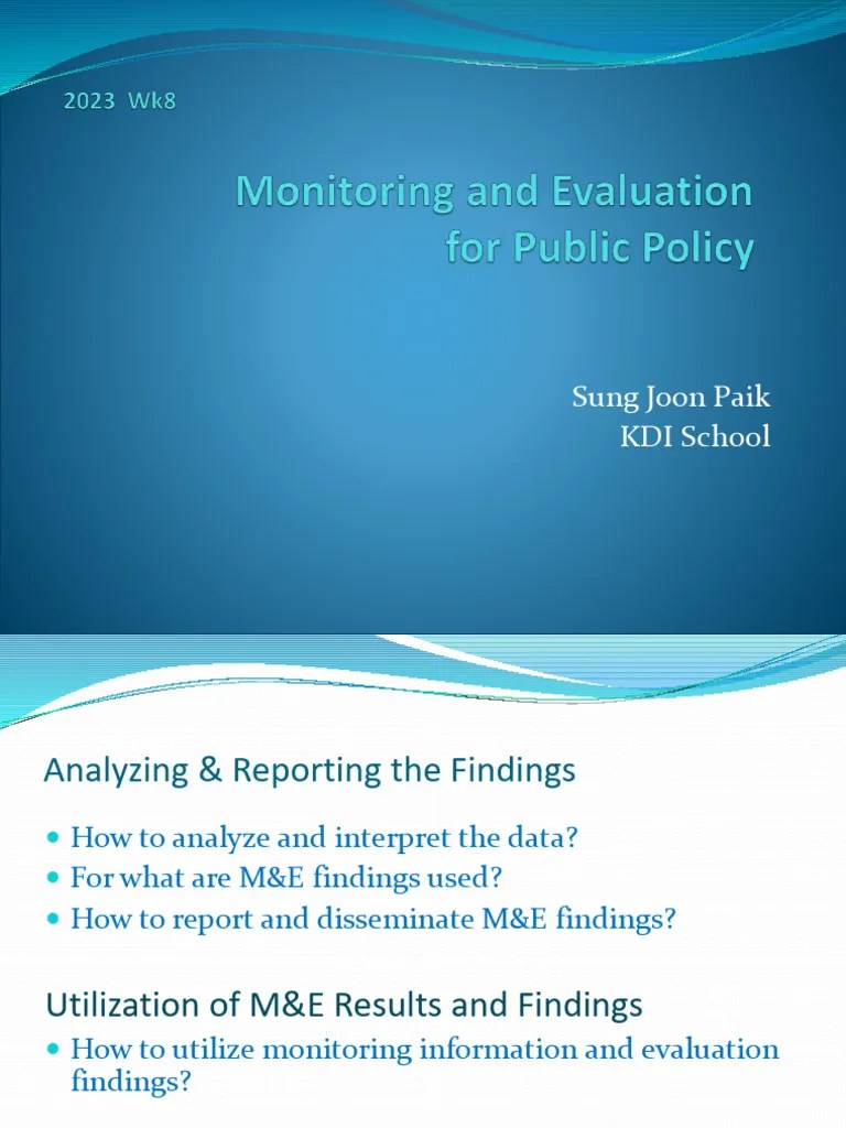 Monitoring and Evaluation PDF