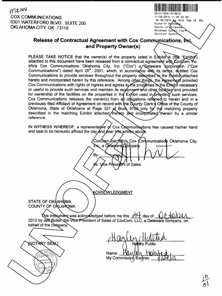 Cox Comunications Agreement (Chevy Chase) PDF