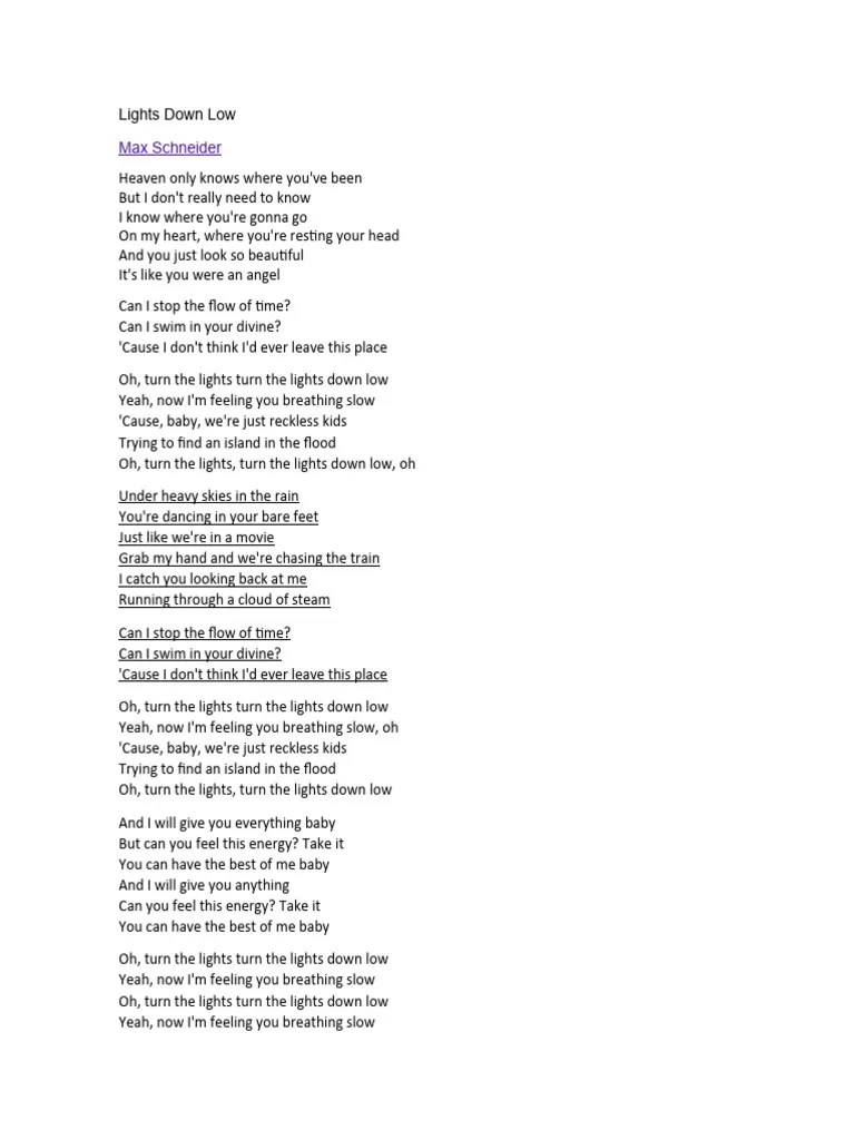 Lights Down Low Max Schneider PDF
