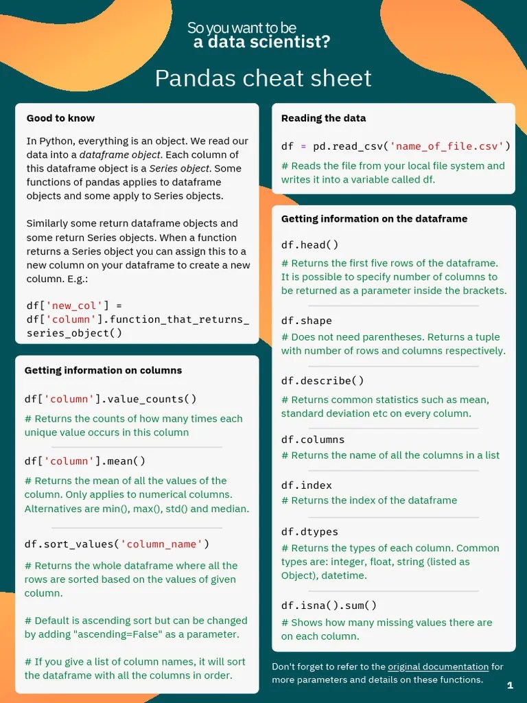 Pandas Cheat Sheet PDF