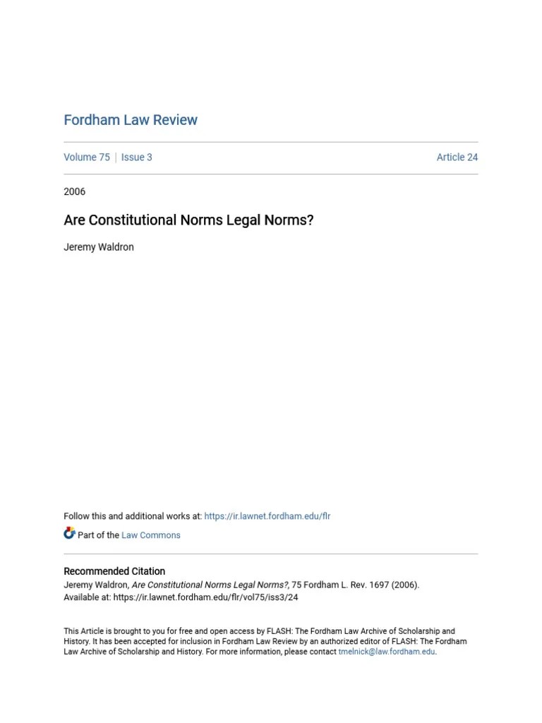 Are Constitutional Norms Legal Norms? PDF Royal Assent Bill (Law)