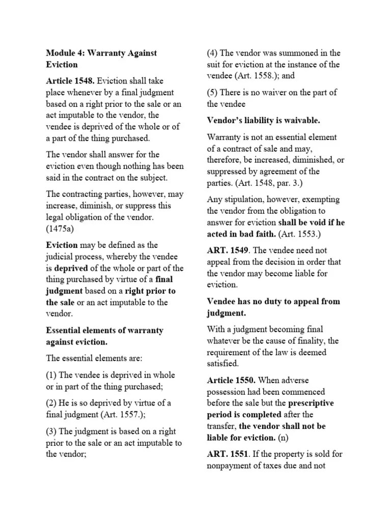 Module 4 Notes Updated PDF Implied Warranty Common Law