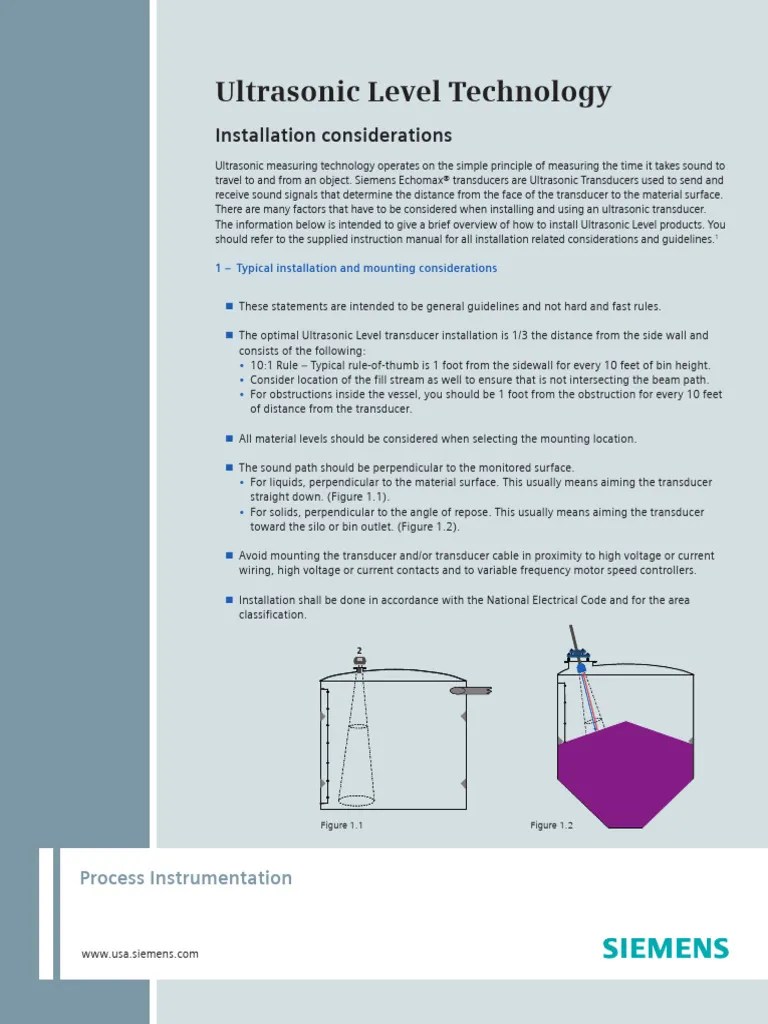 Installing Ultrasonic Level Sensors | PDF | Ultrasound | Electrical