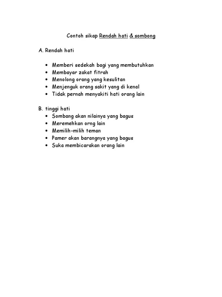 Contoh Sikap Rendah Hati