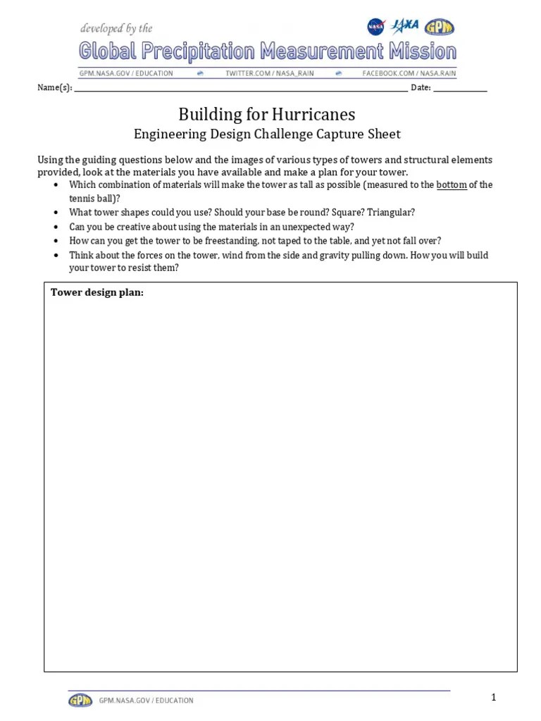 Hurricane Towers Planning Analysis Sheet PDF
