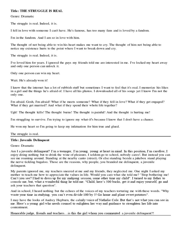 Oral Comm Declamation Pieces PDF