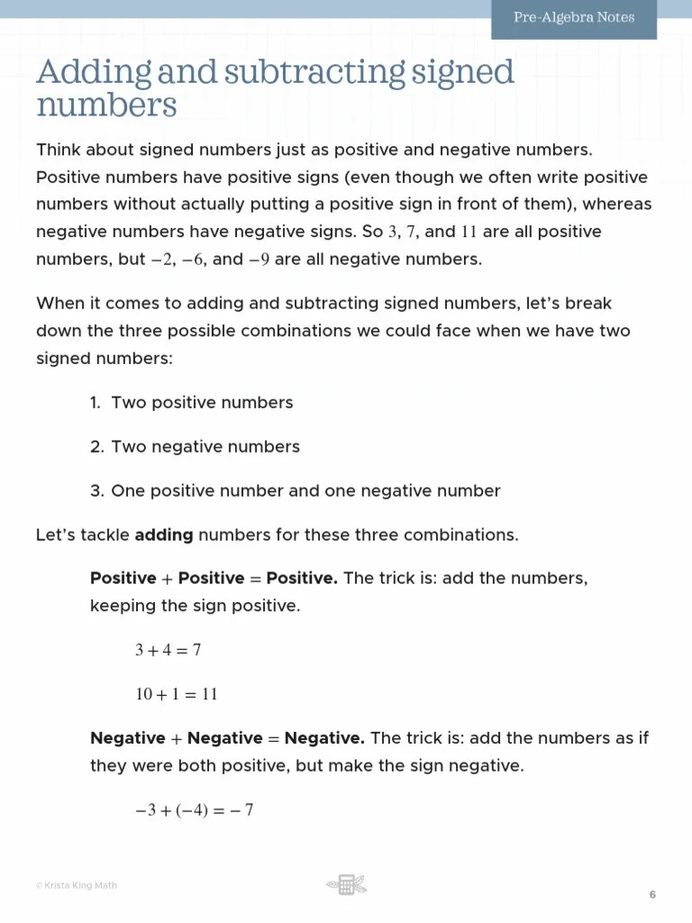 Adding and Subtracting Signed Numbers PDF Arithmetic Mathematical Objects