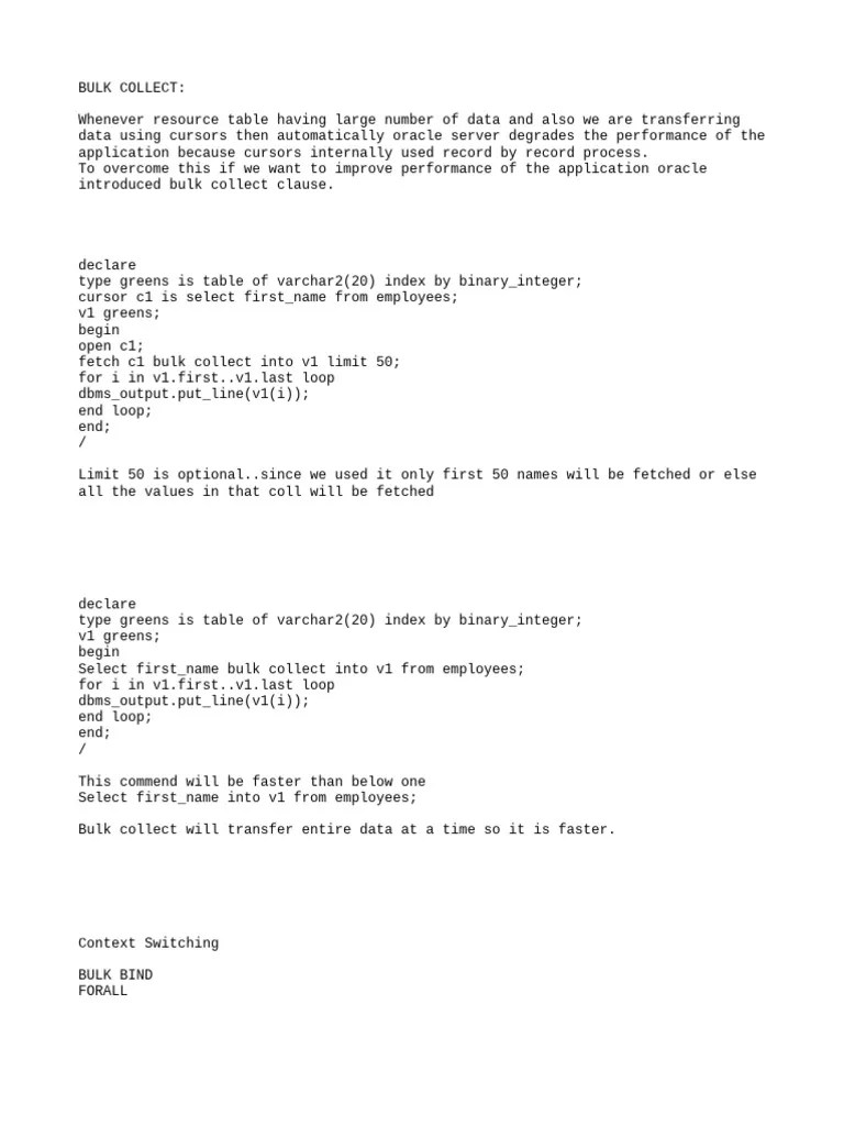 Bulk Collect PDF Pl/Sql Information Retrieval