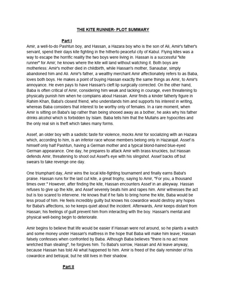 The Kite Runner Plot Summary, Character Analysis, Themes PDF