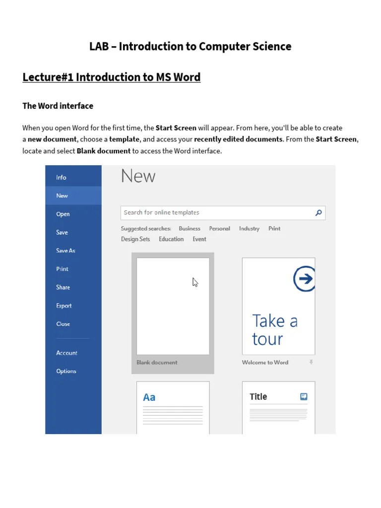 LAB 1 Introduction to MS Word PDF Microsoft Word Software