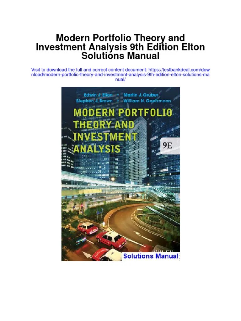 Modern Portfolio Theory and Investment Analysis 9th Edition Elton