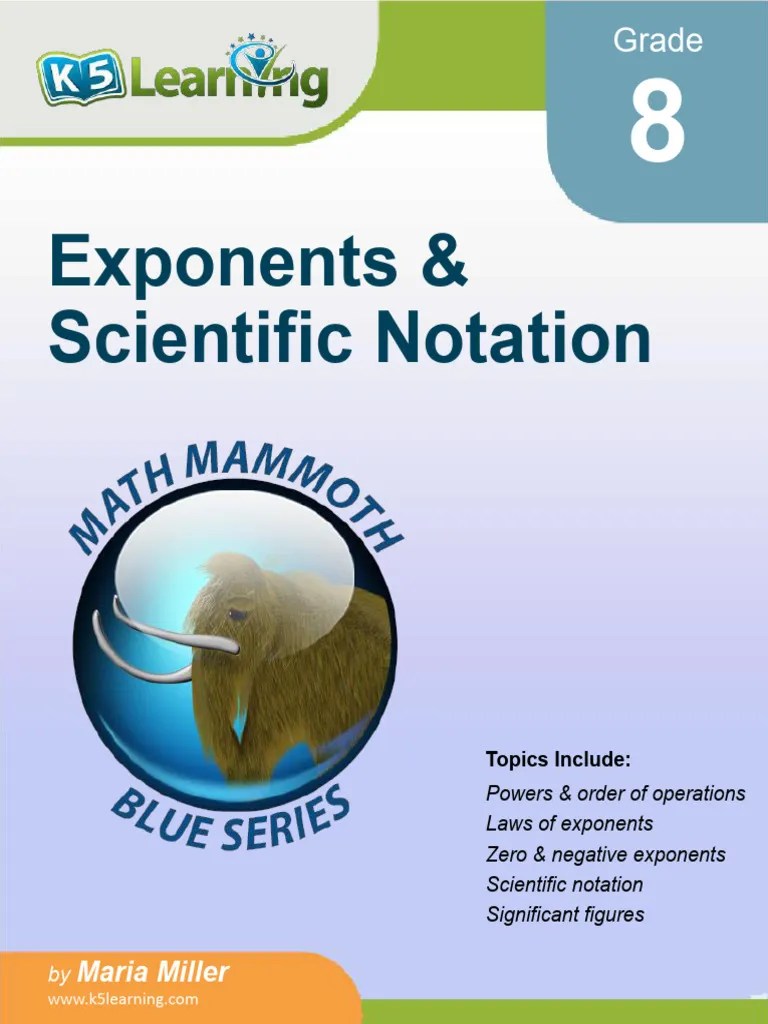 k5 Learning Exponents Scientific Notation PDF Exponentiation Numbers