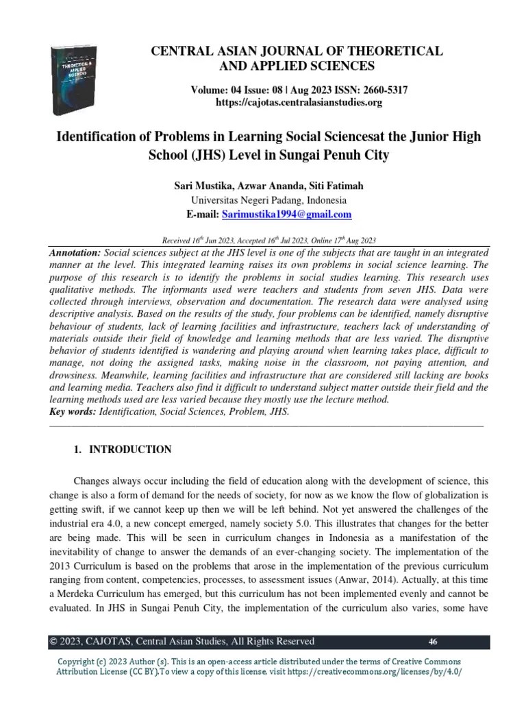 Identification of Problems in Learning Social Sciencesat The Junior
