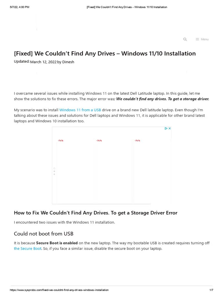 (Fixed) We Couldn't Find Any Drives Windows 11 10 Installation