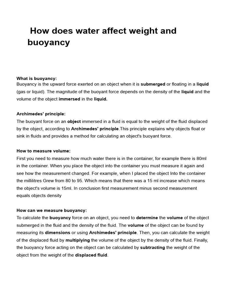 Buoyancy at Different Surface Areas PDF Buoyancy Mechanics