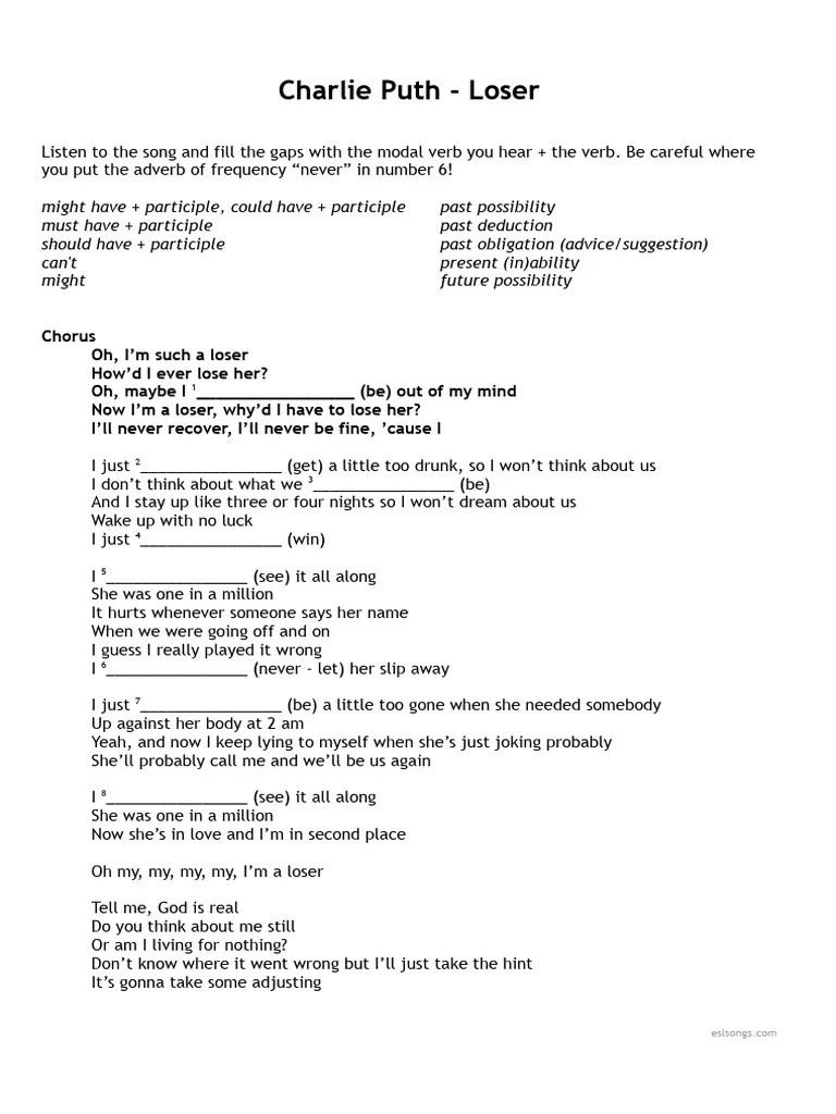 Charlie Puth Loser PDF