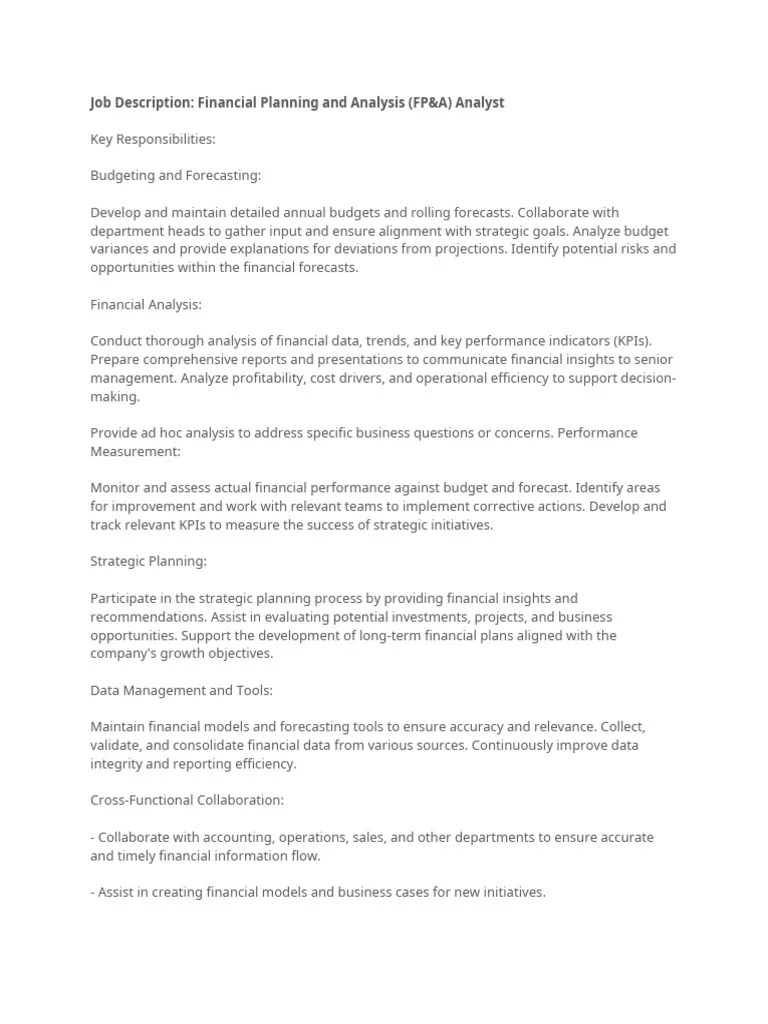 Financial Planning and Analysis PDF