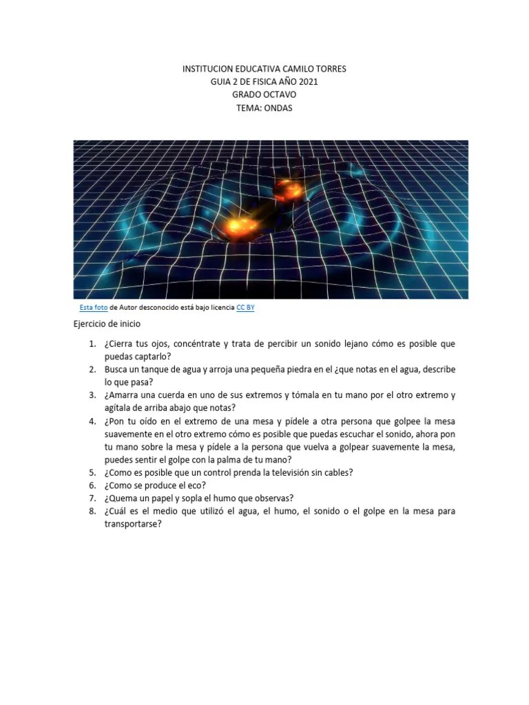 Guia de Fisica Ondas Grado 8v0 PDF Olas Longitud de onda