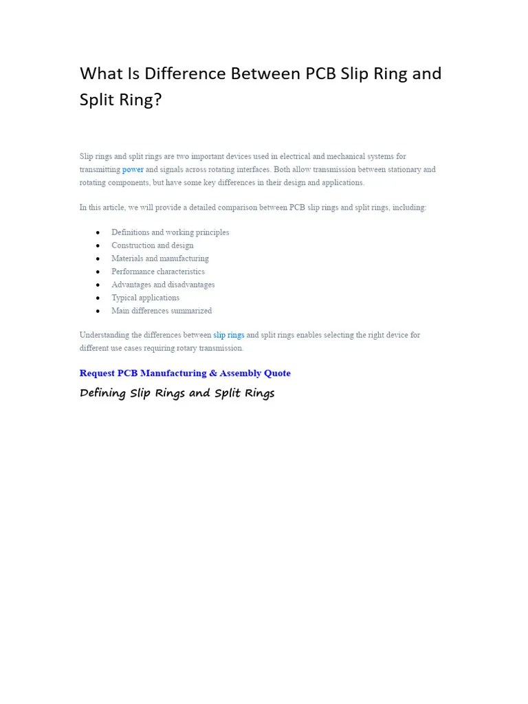 What Is Difference Between PCB Slip Ring and Split Ring PDF Printed