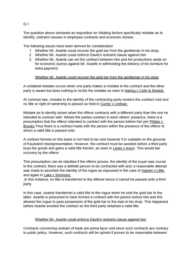 Law of Contract PDF Misrepresentation Negligence